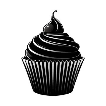 Cup cake with cherry icon silhouette vector illustration design Stock Illustration