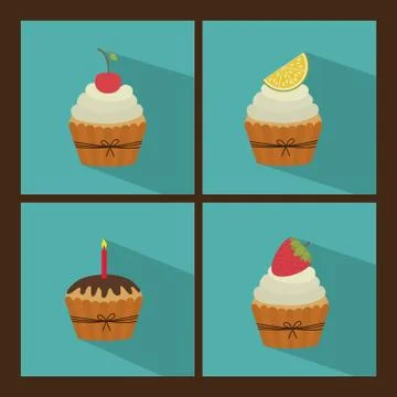 Cup cake design over brown  background vector illustration Stock Illustration