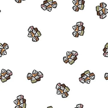 Cup cake food dessert vector seamless pattern Stock Illustration