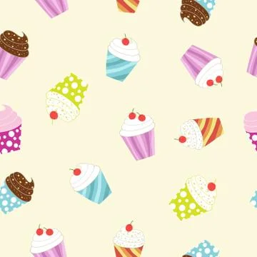 Cup cake food pattern background Stock Illustration