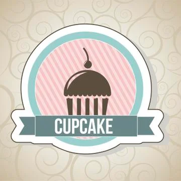 Cup cake icon over label background. vector illustration Illustrazione stock