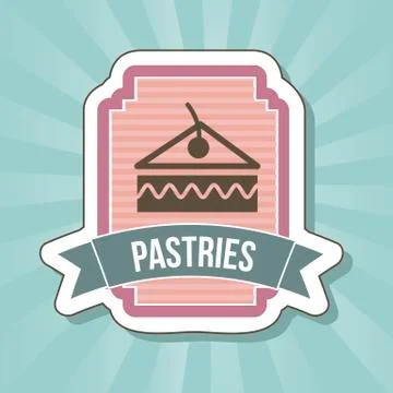 Cup cake icon over label background. vector illustration Illustrazione stock