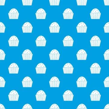 Cup cake pattern seamless blue Stock Illustration