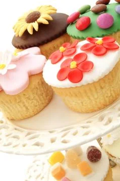 Cup cake selection Stock Photos