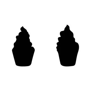 Cup cake set icon. Flat style food vector Stock Illustration