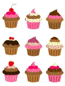 Cup cake set Stock Illustration