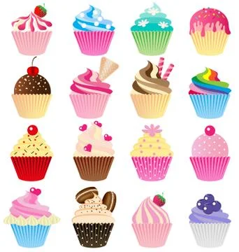Cup cake vector set Stock Illustration