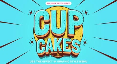 Cup cakes editable text effect Stock Illustration