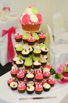 Cup cakes at wedding Stock Photos