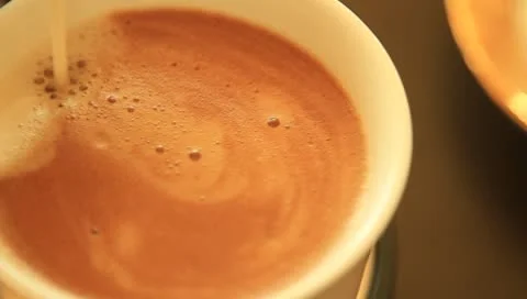 Cup of Cappuccino from capsule coffee machine Stock Footage 8913562