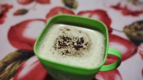 A Cup of Cappuccino Coffee on the Table Stock Photos