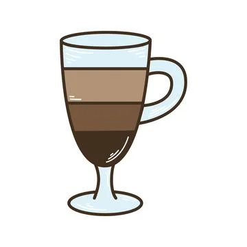 Cup of cappuccino or latte colored doodle sketch style Stockillustratie