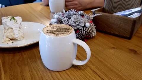 Cup of cappuccino in slow motion. Stock Footage 222567060