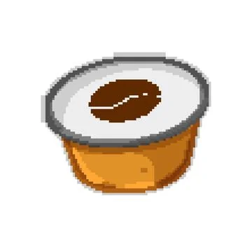 Cup capsule coffee pixel art vector illustration Stock Illustration