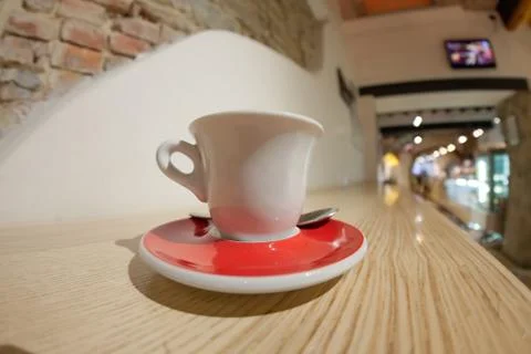 Cup of capuccino on the table Stock Photos