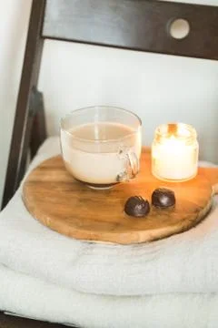 Cup of carob and candy Stock Photos