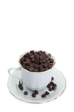 Cup of chocolate chips Stock Photos