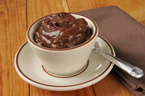 Cup of chocolate pudding Stock Photos
