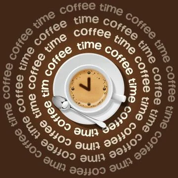 Cup of clock in cappuccino Stock Illustration