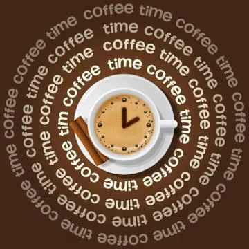 Cup of clock in cappuccino Stock Illustration