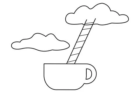 Cup With Cloud And Ladder Concept Icon Stock Illustration