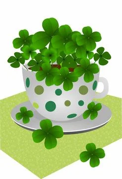 Cup with clover, Illustrazione stock