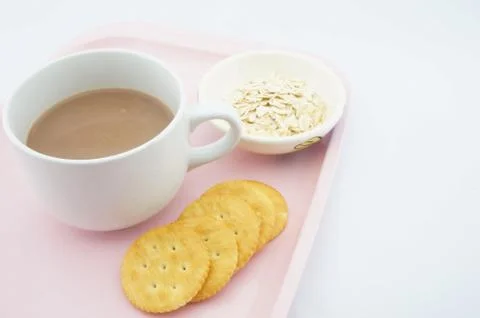 Cup of coco, oats and cracker Foto stock