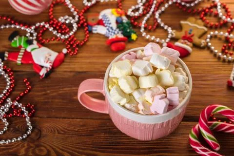 Cup of cocoa with marshmallow Foto stock
