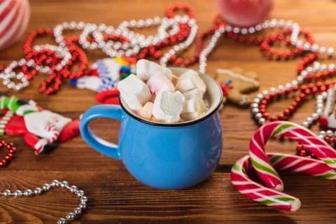 Cup of cocoa with marshmallow. Stock Photos