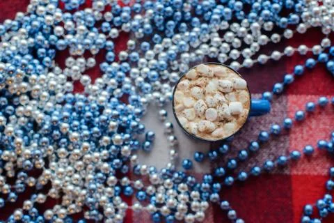 Cup of cocoa with marshmallows Stock Photos