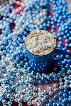 Cup of cocoa with marshmallows Stock Photos