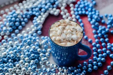 Cup of cocoa with marshmallows Stock Photos