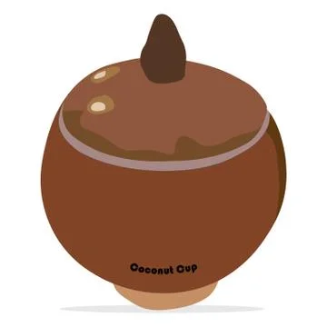 Cup of coconut shells for coffee place Stock Illustration