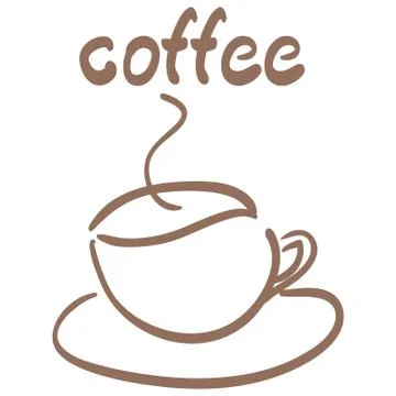 Cup of coffe hand drawn vector symbol 스톡 일러스트