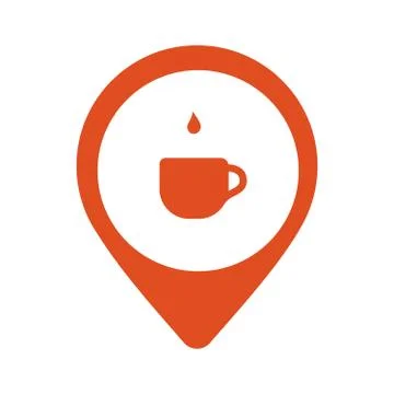 A cup of coffe in location logo vector isolated in white background Illustrazione stock