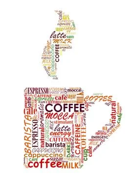 Cup of coffe with tags cloud Stock Illustration