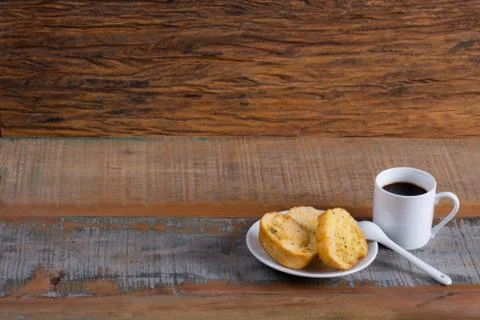 Cup of Coffe with Toasts Stock Photos