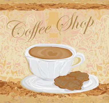 Cup of coffee with abstract design elements Illustrazione stock
