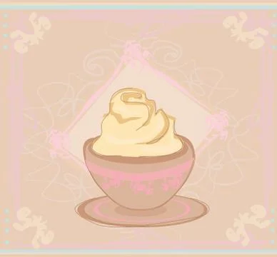 Cup of coffee with abstract design elements illustration. Stock Illustration