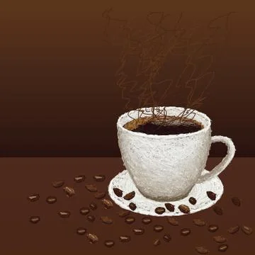 Cup-of-coffee-and-beans Stock Illustration