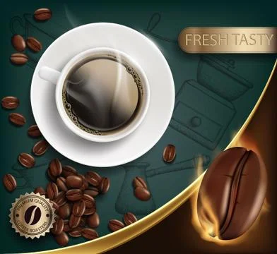 Cup with a coffee and beans Stock Illustration