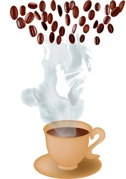Cup of coffee and beans Stock Illustration