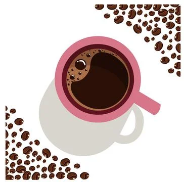 Cup of coffee and beans in isometric flat illustration Illustrazione stock