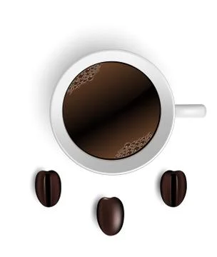 Cup of coffee and beans on white. Vector Stock-Illustration