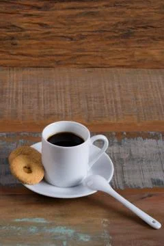 Cup of Coffee and Biscuits Stock Photos