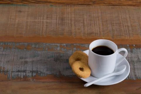 Cup of Coffee and Biscuits Stock Photos