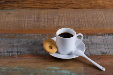 Cup of Coffee and Biscuits Stock Photos