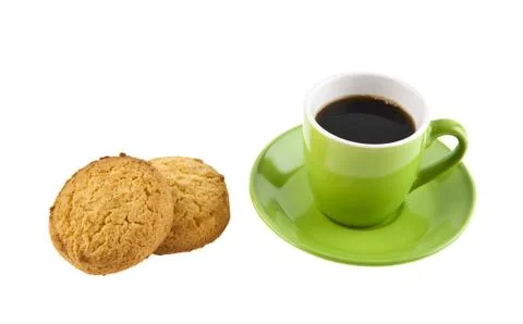 Cup of coffee and biscuits Stock Photos