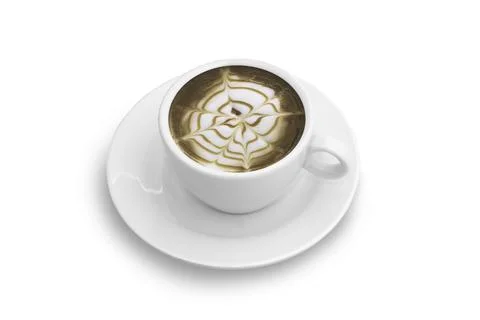 Cup of coffee and bubble isolated on white background with clipping path. Stock Photos