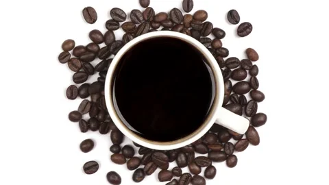 Cup of coffee and coffee beans 스톡 동영상 149062798